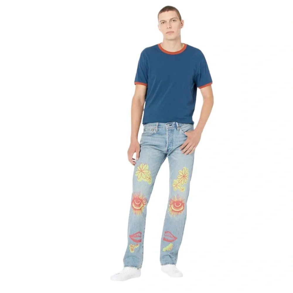 Levi’s 501 Crazy Legs Jeans In Blue W/ Print Floral